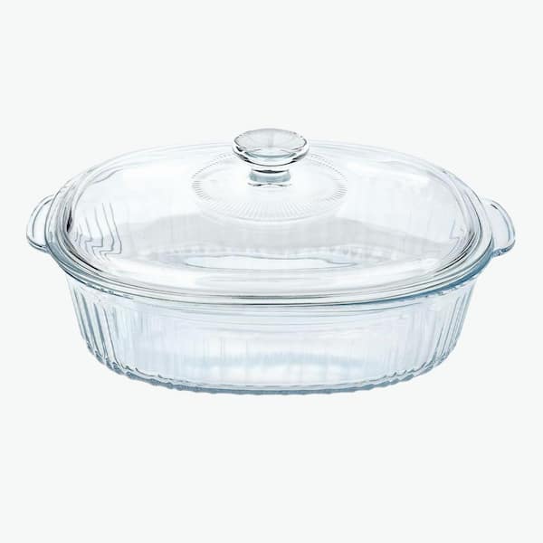 2.8L 3 qt. Large Oval Glass Casserole Baking Dish with Lid High Borosilicate Multipurpose Oven Safe 1 Piece