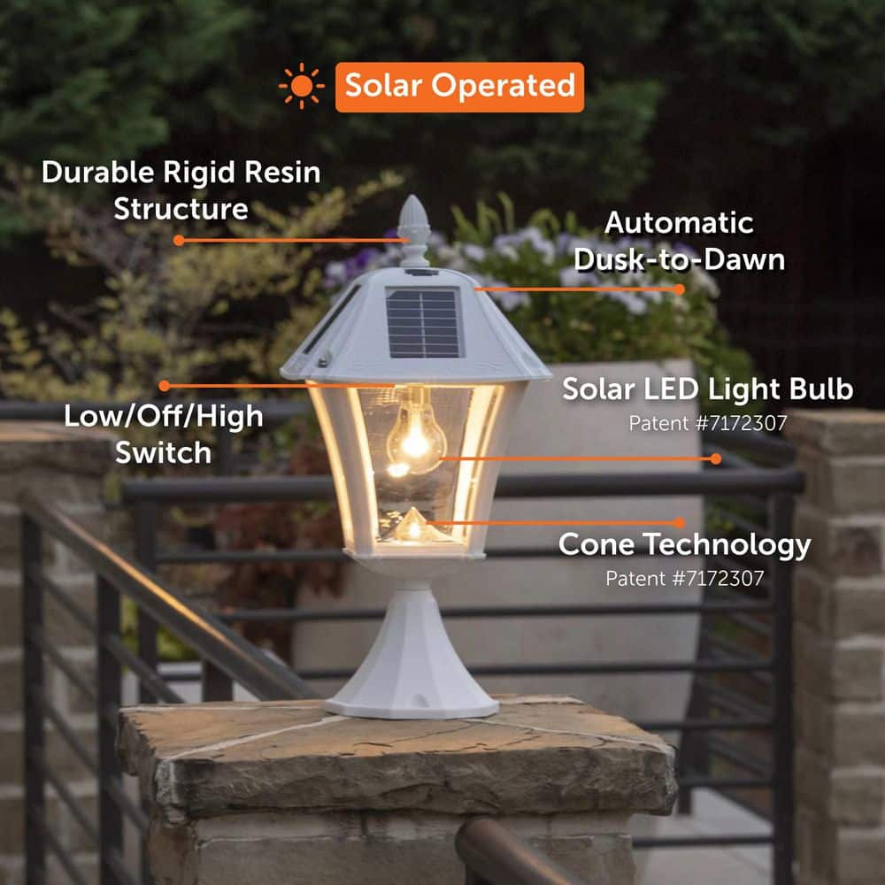 Baytown II White Outdoor Solar LED Lamp Post Light