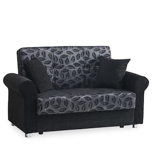 Santiago Collection Convertible 61 in. Black Chenille 2-Seater Loveseat with Storage