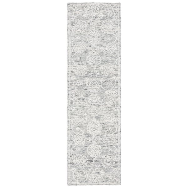 Metro Natural/Grey 2 ft. x 8 ft. Border Floral Runner Rug