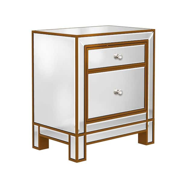 silver end table with storage