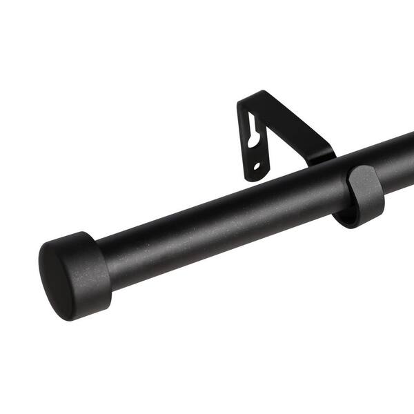 Logmey 48 in. - 88 in. Adjustable 1 in. Metal Single Curtain Rod in Black with End Cap Finial
