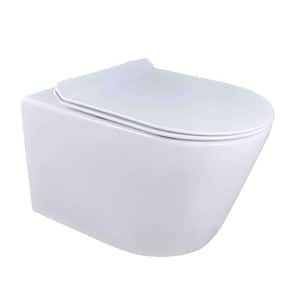 Dakota Wall-Hung 2-piece 1.6 GPF Dual Flush Round Toilet in White with Tank and Dual Flush Plate Seat Included