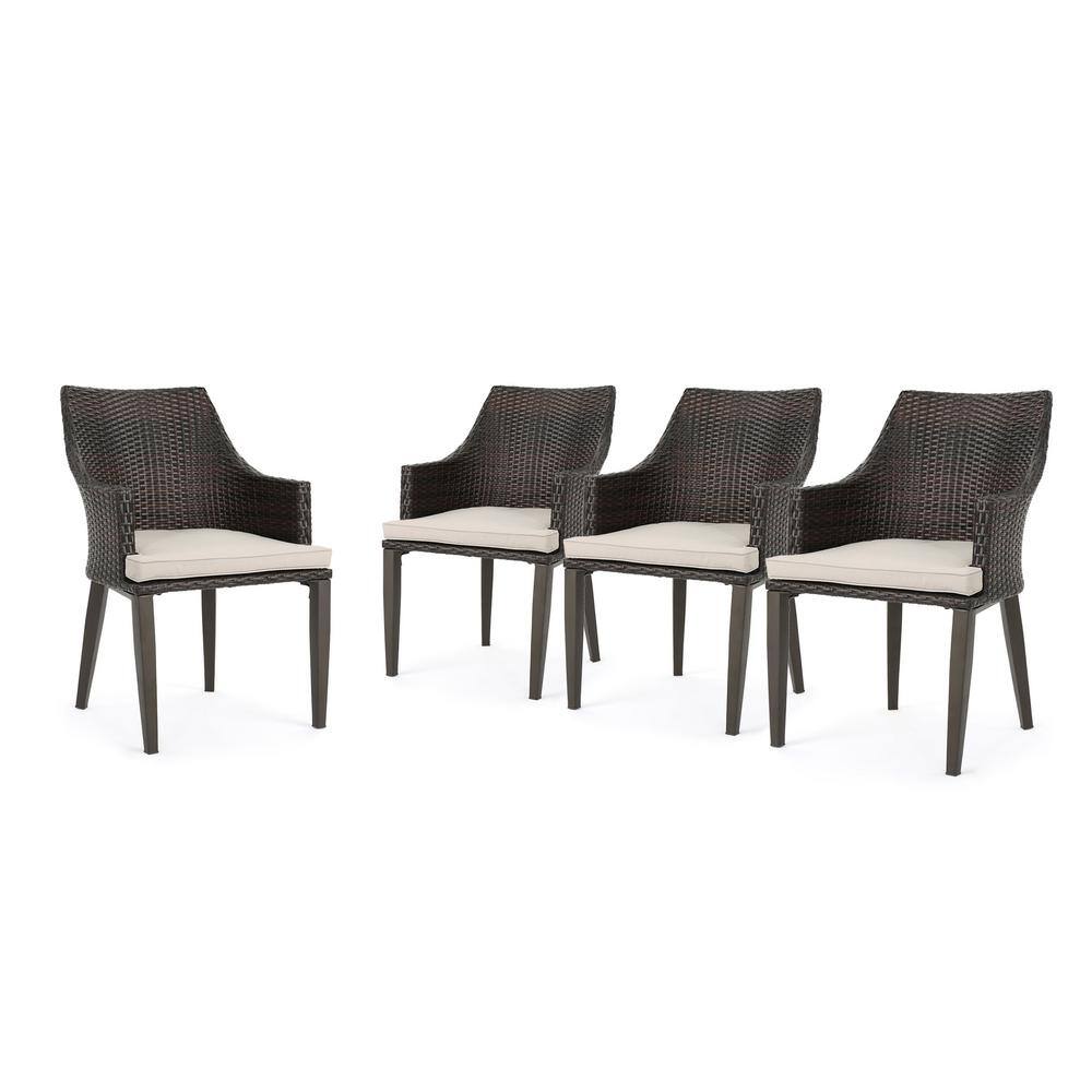 Hillhurst Multi-Brown Removable Cushions Faux Rattan Outdoor Patio Dining Chair with Light Brown Cushions (4-Pack) price history on PriceWatchPro