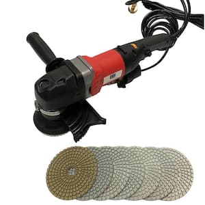 7 Amp Corded 5 in. Variable Speed Wet Polisher plus 4 in. Wet #50 to #3000 Pads and Rubber Backer