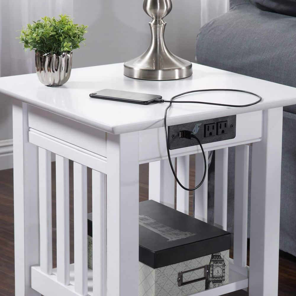 Mission Walnut End Table with Charging Station - thumbnail 8
