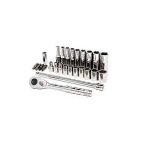 1/4 in. Drive 6-Point Standard and Deep SAE Mechanics Tool Set with Case (26-Piece)