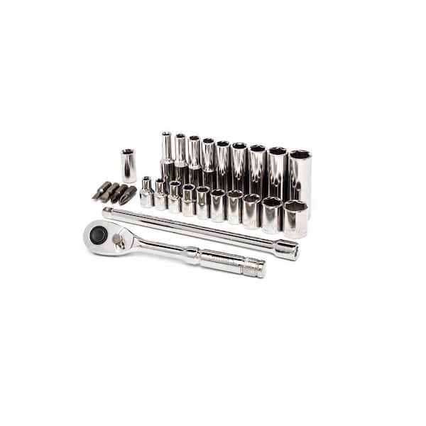Crescent 1/4 in. Drive 6-Point Standard and Deep SAE Mechanics Tool Set with Case (26-Piece)