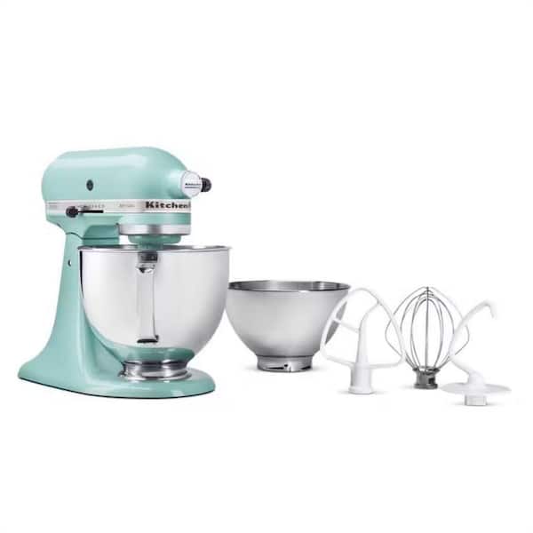 Value Bundle Artisan Series 5 Qt. 10-Speed Stainless Steel Tilt-Head Stand Mixer in Aqua Sky with additional 3 Qt. bowl