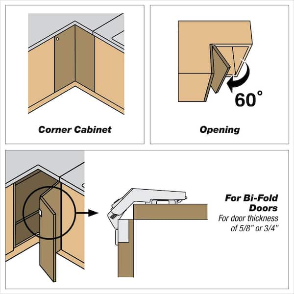 Frameless Cabinet Bi Fold Corner Hinge