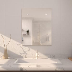 24 in. W. x 30 in. H Rectangular Framed Wall Bathroom Vanity Mirror in Brushed Nickel
