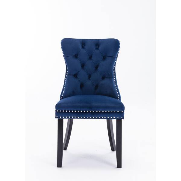 Modern Velvet Upholstered Solid Wood, Blue Solid Wood Dining Chairs