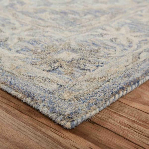 Bernadette Blue 8 ft. x 10 ft. Rectangle Solid Color Wool Area Rug