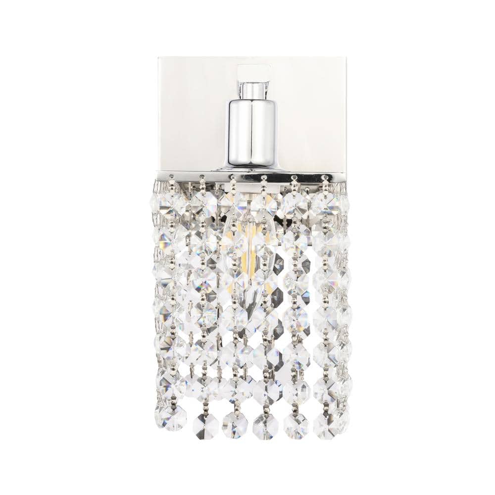 Timeless Home Paige 4.8 in. W x 8.4 in. H 1-Light Chrome and Clear Crystals