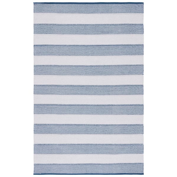SAFAVIEH Striped Kilim Grey Blue Doormat 3 ft. x 5 ft. Striped Area Rug