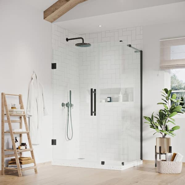 OVE Decors Tampa-Pro 41 7/8 in. W x 72 in. H Rectangular Pivot Frameless Corner Shower Enclosure in Black