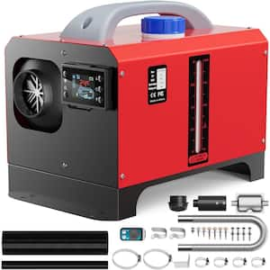 27,000 BTU Black Diesel Portable Space Heater with 5L/1. 3Gal Fuel Tank, Remote Control, and LCD Display, Fast Heating