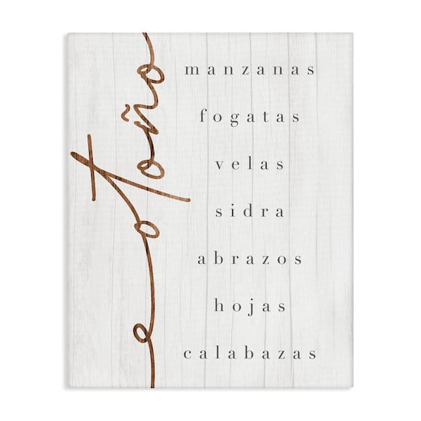 Stupell Industries Autumn Festivities List by Lil' Rue Gallery Wrapped Unframed Abstract Graphic Art Print 30 in. x 24 in.