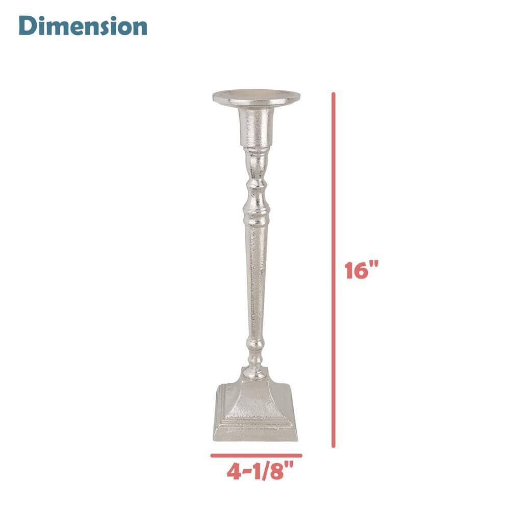 Nickel Finish Aluminum Tabletop Candlestick Set of 2