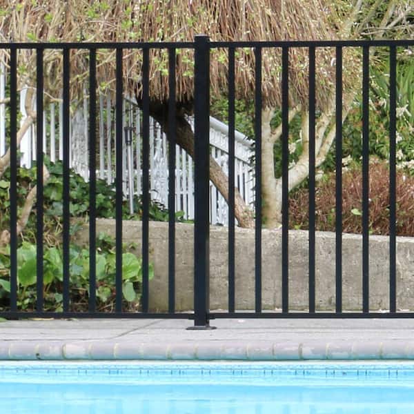 Aquatine 2 in. x 2 in. x 4.18 ft. Black Aluminum Hard Surface Pool Fence Post