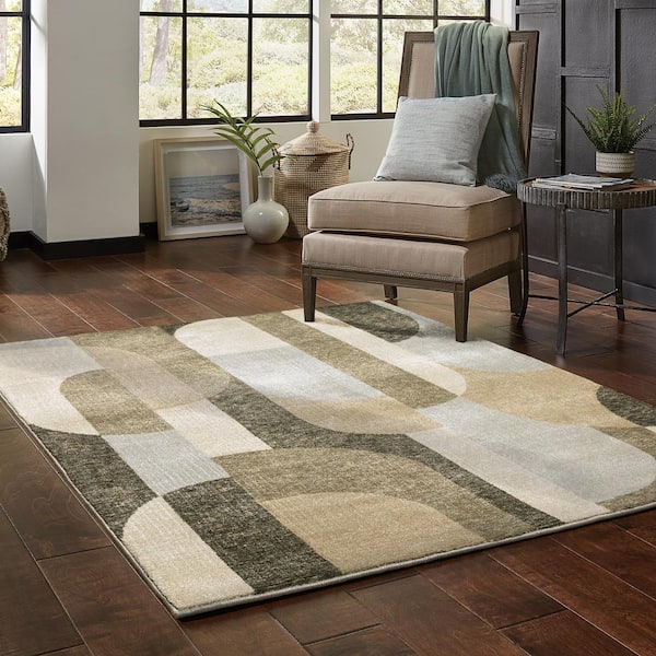 Saturn Brown 2 ft. x 8 ft. Art-Deco Geometric Polypropylene-Nylon Blend Indoor Runner Area Rug