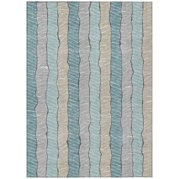Chantille Machine Washable Indoor/Outdoor Abstract ACN3039 Teal 5 ft. x 7 ft. 6 in. Area Rug