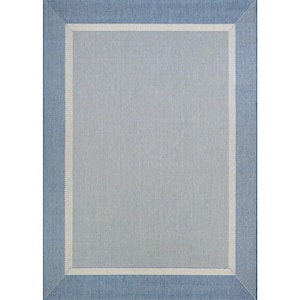 Recife Stria Texture Champagne-Blue 4 ft. x 5 ft. Indoor/Outdoor Area Rug