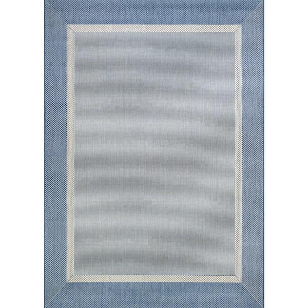 Recife Stria Texture Ivory-Blue 5 ft. x 8 ft. Flatwoven Solid Rectangle Indoor/Outdoor Area Rug