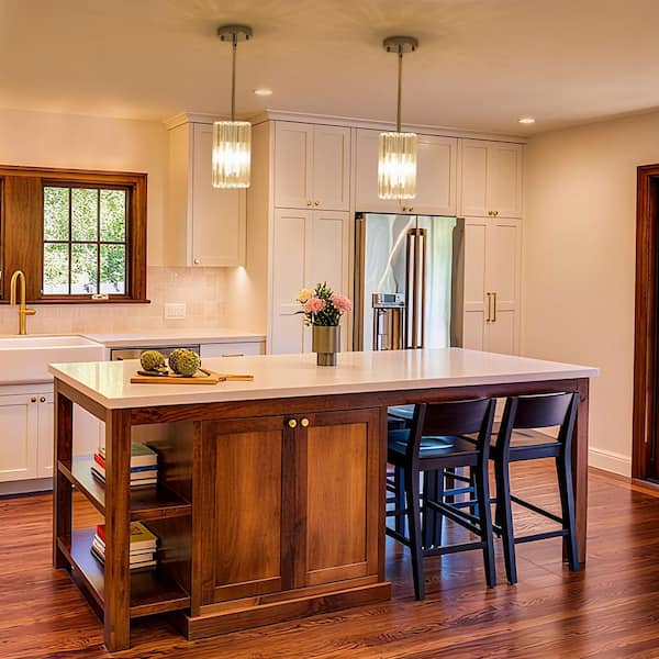 5.16 in. 1-Light Chrome Modern/Farmhouse Pendant Light with Clear Crystal Glass Shade (2 Pack)