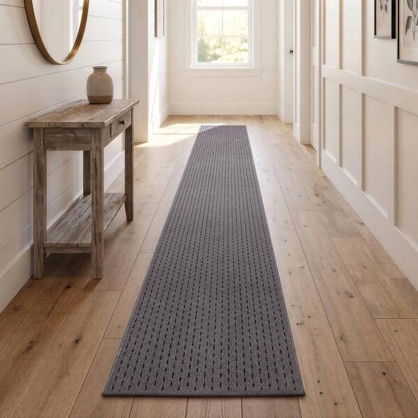Pin Dot Dark Gray/Black 2 ft. x 12 ft. Indoor Runner Rug