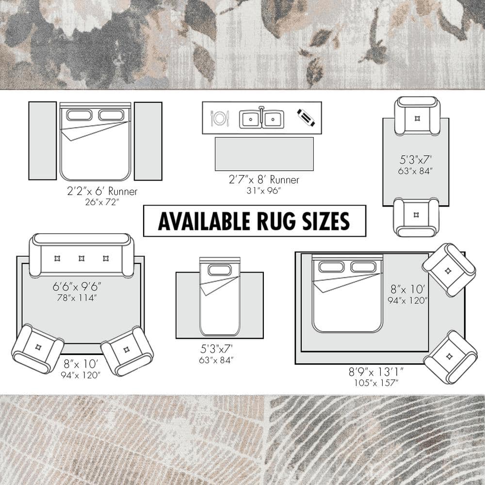Gray and Beige Synthetic Tufted Reversible 5' x 7' Area Rug