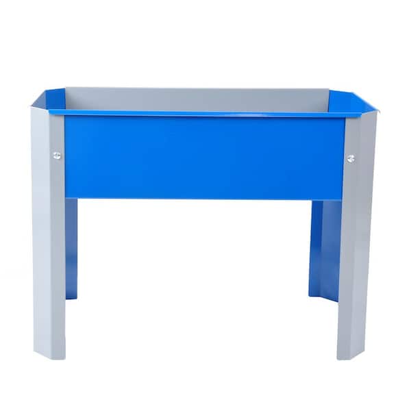 Movisa Metal Elevated Garden Bed, 23.60 x 10.60 x 2.80 in. Suitable For Backyard and Terrace, large Flowerpot, Gray Plus Blue