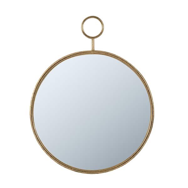INNOBULE 22 in. x 28 in. Circle Wall Mirror with Gold Iron Frame, Accent Mirror
