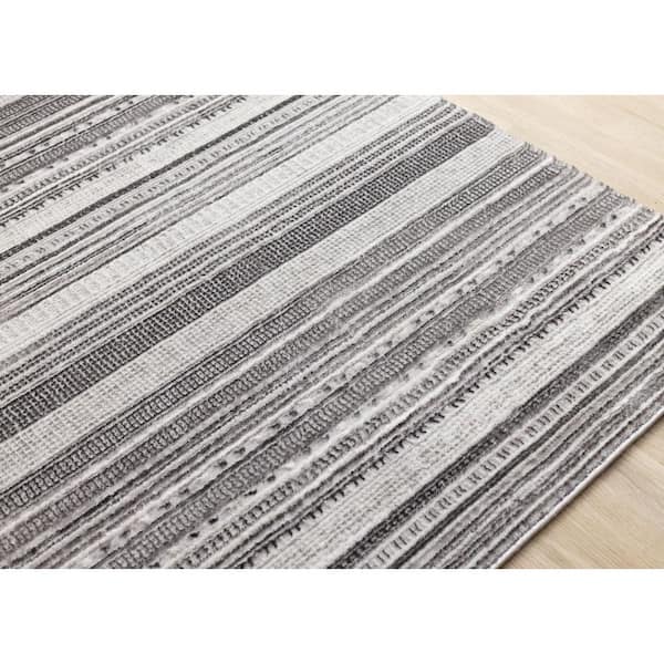 Veridian Collections 8 ft. x 11 ft. Grey Stripes, Tribal/Southwestern Indoor Area Rug