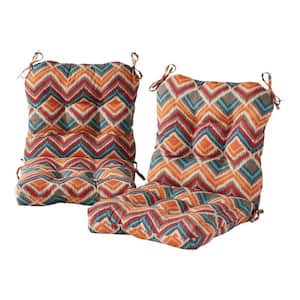 21 in. x 42 in. Outdoor Dining Chair Cushion Surreal Multi-Color Chevron (2-Pack)