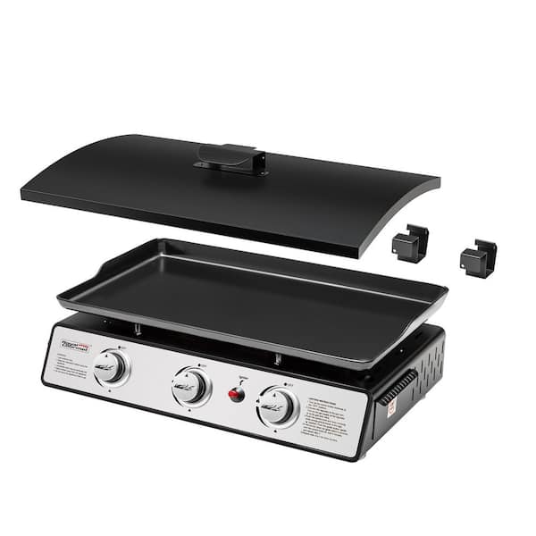 Royal Gourmet 3-Burner Gas Portable Liquid Propane Gas Grill Griddle in Black with Top Cover