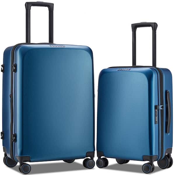 21 Inch Navy Blue Spinner Carry-on Luggage Suitcase Expandable Travel Bag