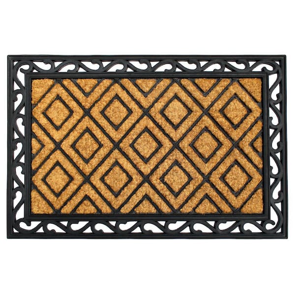 Unbranded Natural 24 in. x 36 in. Rubber Coir Diamond Doormat