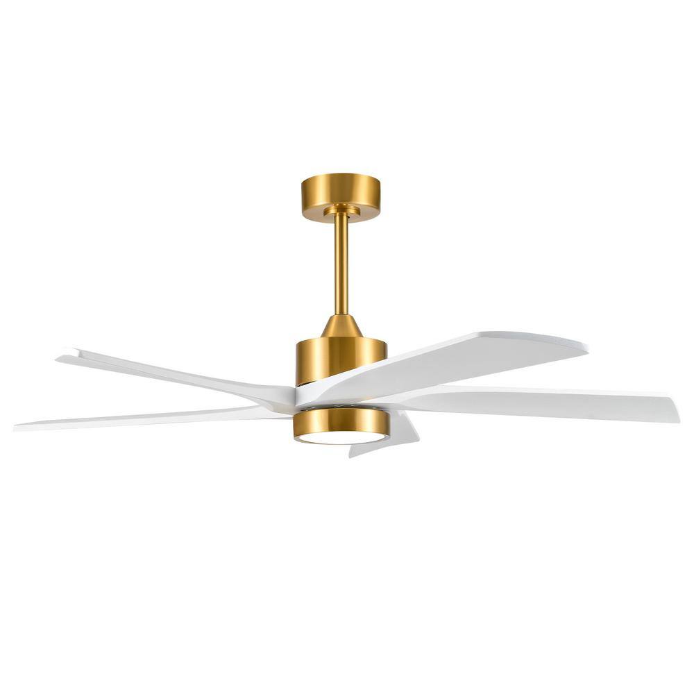52 in. 5-Blade Indoor White Modern Standard Ceiling Fan with LED Light Solid Wood Blades price history on PriceWatchPro