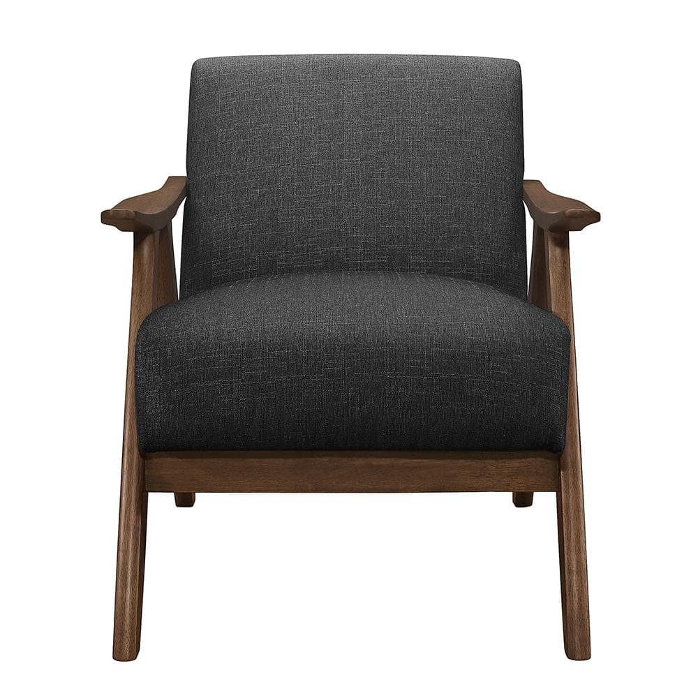 Dark Gray Mid-Century Modern Wood Accent Chair