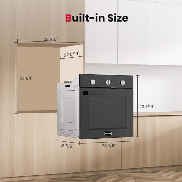 24 in. Built-In Single Electric Wall Oven in Black, CSA Certified