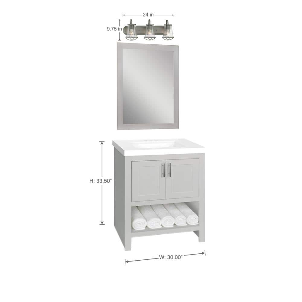 Weathered Iron 24" Bath Bar with Clear Seedy Glass Shades