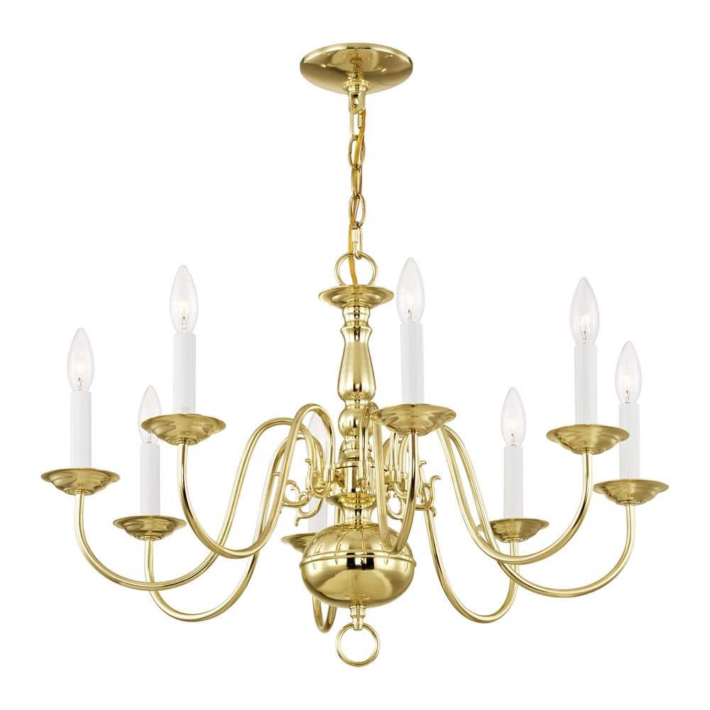 Colonial Elegance 8-Light Polished Brass Chandelier