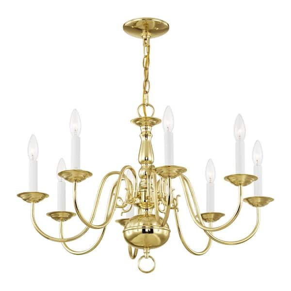 Livex Lighting Williamsburgh 8-Light Polished Brass Chandelier 5008-02 -  The Home Depot