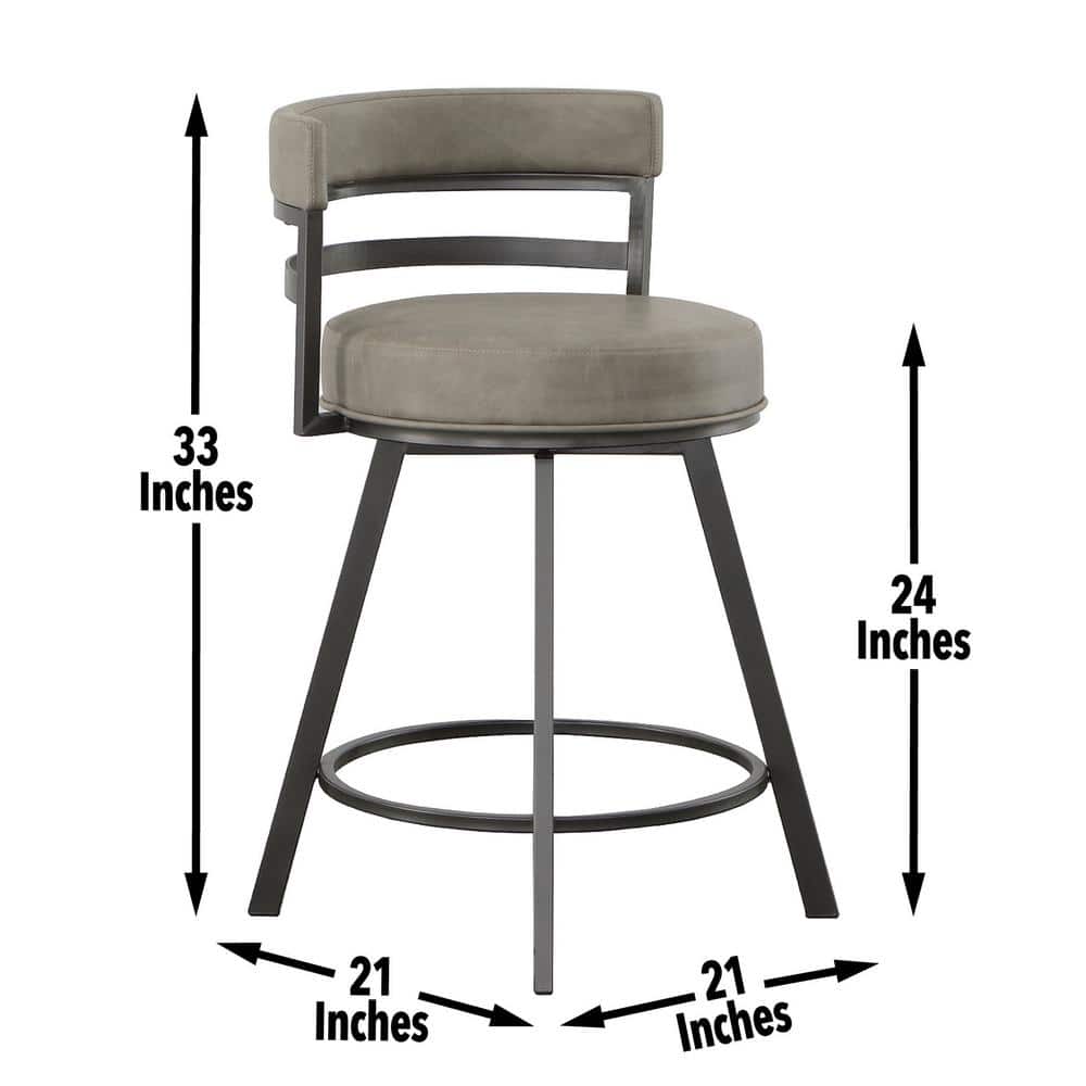 Transitional Beige Faux Leather Swivel Counter Stool