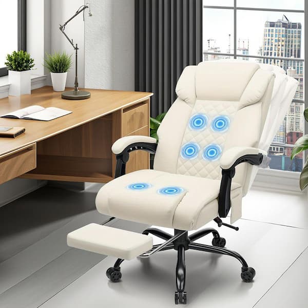 sgs executive office massage chair heated vibrating ergonomic computer chair 4 Points Massage Ergonomic Office Chair with Heating, Reclining Backrest,  Footrest & Lumber Support Pillow, Black main image 1