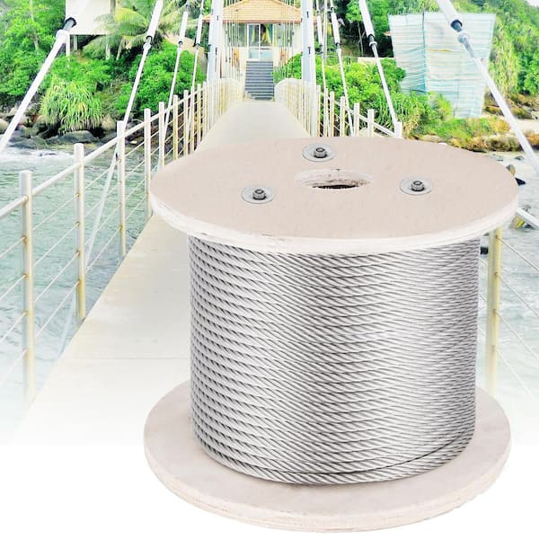 500 ft. Stainless Steel Cable 5/32 in. Stainless Steel Wire Rope 1 x 19 Steel Cable for Railing Decking DIY Balustrade