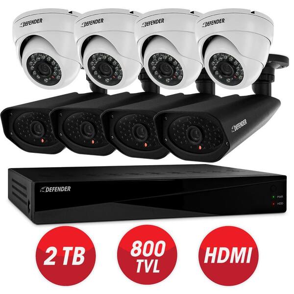 Defender Connected Pro 8-Channel 960H 2TB Surveillance System with (8) 800TVL Camera