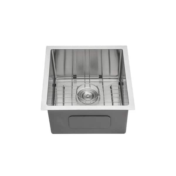 17 in. Undermount Single Bowl 16 Gauge White Stainless Steel Kitchen Sink