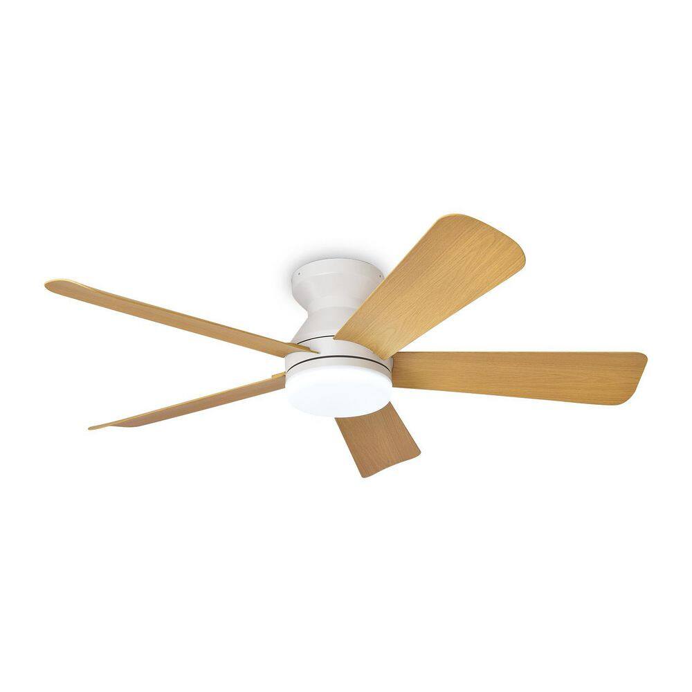 42 in. Beige 5 Blades Low Profile Modern Design Style Ceiling Fan with Light Flush Mount Fan Light Dimmable price history on PriceWatchPro